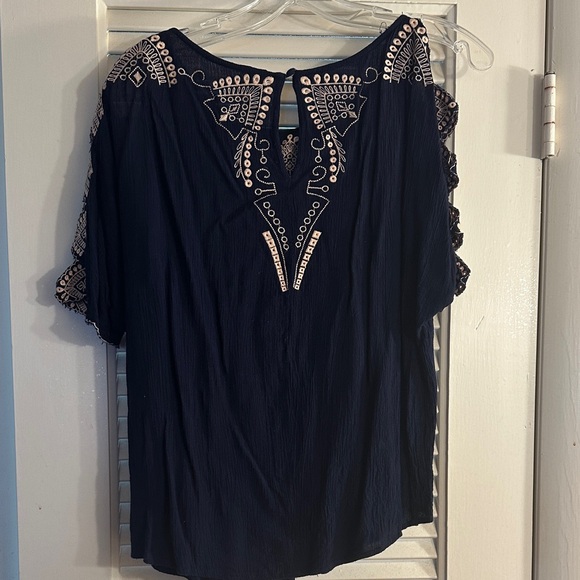 Alya Dark Blue Embroidered Blouse - Picture 5 of 8